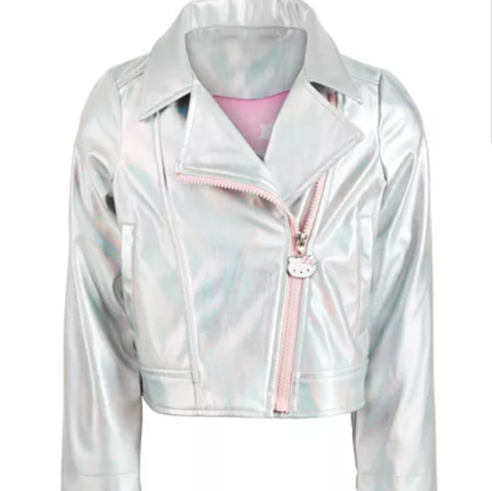 Hello kitty metallic moto jacket size 5